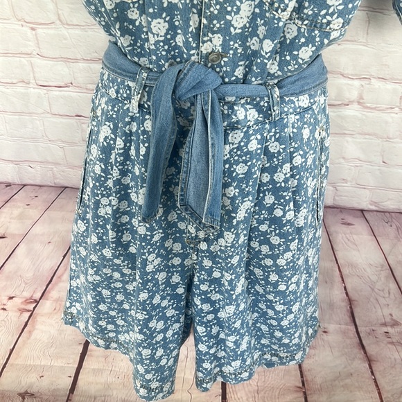 90’s Vintage Gloria Vanderbilt SIGNATURE LABEL denim floral romper SZ medium - Picture 8 of 11